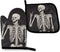 Halloween 3D Skeleton Kitchen Oven Mitts and Pot Holders Sets of 2,Resistant Hot Pads ,Flexible Cooking Oven Gloves for Microwave BBQ Cooking Baking Grilling