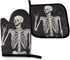 Halloween 3D Skeleton Kitchen Oven Mitts and Pot Holders Sets of 2,Resistant Hot Pads ,Flexible Cooking Oven Gloves for Microwave BBQ Cooking Baking Grilling