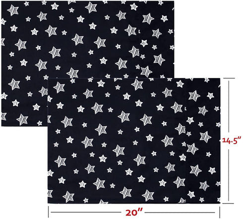 Toddler Pillowcase 2 Pack, 14'' x 20'' Travel Pillow Case Cover for Babies, Kids, Boys and Girls, Soft and Breathable Small Pillow Cases with Envelope Closure, Black Star Print