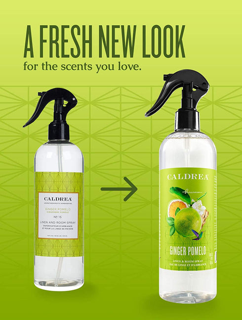 Caldrea Linen and Room Spray Air Freshener, Made with Essential Oils, Plant-Derived and Other Thoughtfully Chosen Ingredients, Ginger Pomelo Scent, 16 oz (Packaging May Vary), 666567