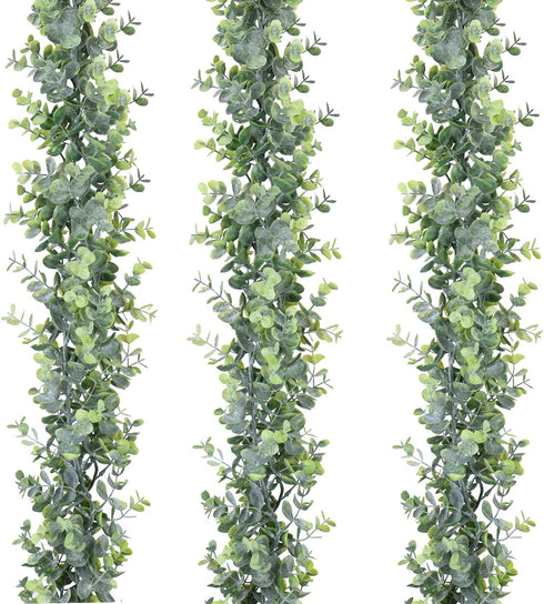 DearHouse 3 Pack Faux Eucalyptus Garland Plant, Artificial Vines Hanging Eucalyptus Leaves Greenery Garland for Wedding Backdrop Arch Wall Decor, 6 Feet/pcs UV Protected Indoor Outdoor