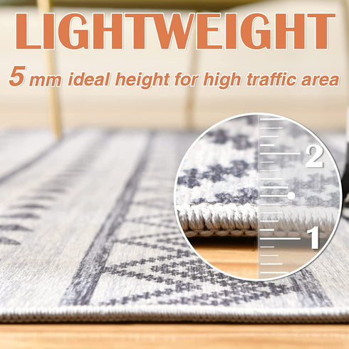 JINCHAN Door Mat 2x3 Area Rug Kitchen Rug Boho Rug Moroccan Floor Cover Bathroom Rug Mudcloth Rug Sketch Geometric Bohemia Mat Grey Dimond Non Slip Carpet for Living Room Bedroom Dining Room Entryway