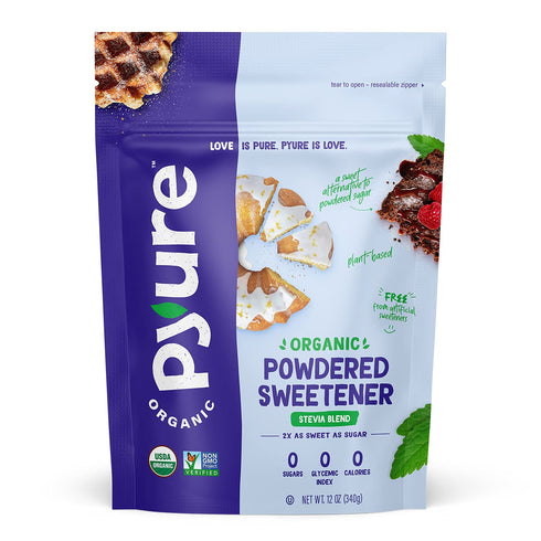 Pyure Organic Powdered Confectioners Stevia Sweetener Blend, 2:1 Sugar Substitute, 12 Ounce