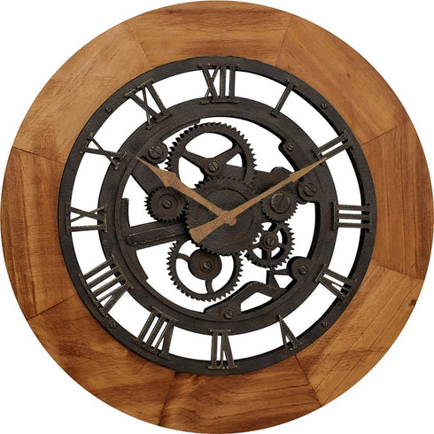 FirsTime & Co. Wood Gear Wall Clock, 19", Aged Brown