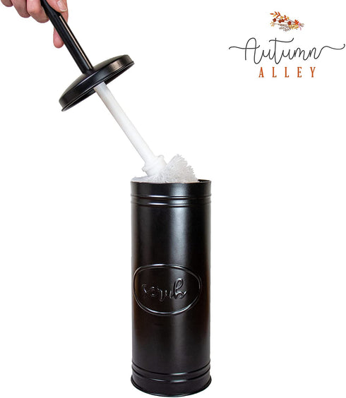 Autumn Alley Farmhouse Bathroom Toilet Brush and Holder Set - Black Rustic Toilet Bowl Cleaner Rustic Yet Modern Bathroom Decor Modern Farmhouse Bathroom Decor