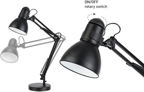 Globe Electric 5698601 Swing-Arm Desk Lamp, with Base, Black