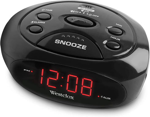 Westclox 70044A (Black) Super-Loud LED Electric Alarm Clock, Standard
