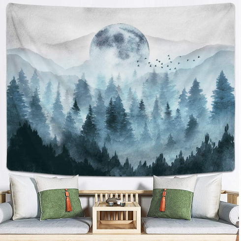 Misty Forest Tapestry Foggy Mountain Tapestry Magical Tree Tapestry Nature Tapestry Woodland Tapestry€¦