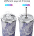 Stainless Steel Vacuum Insulated Tumbler - THILY Travel Mug 26 oz Coffee Cup with 2 Lids and Straws, Splash Proof, Keep Ice Drinks Cold, Blue Marble