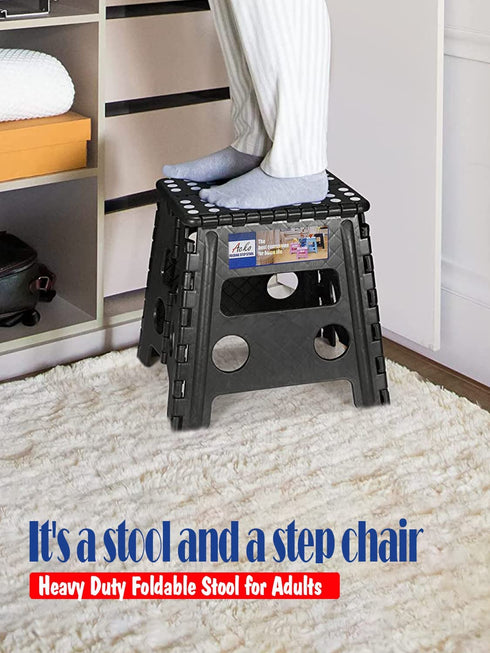 Acko Folding Step Stool - 13 inch Premium Heavy Duty Foldable Foot Stool for Kids and Adults, Kitchen Garden Bathroom Fold Up Stepping Stool (1 Pack)