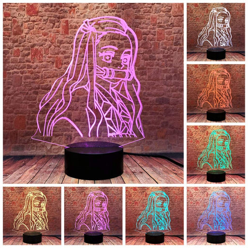 Kamado Nezuko 3D Illusion Demon Slayer Merch Night Light LED Anime Lamp 16 Colors Remote Control Room Decor