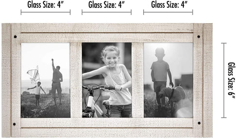 Americanflat Collage Picture Frame with Three 4x6 Displays in Aspen White - Textured Wood and Polished Glass - Horizontal and Vertical Formats for Wall and Tabletop