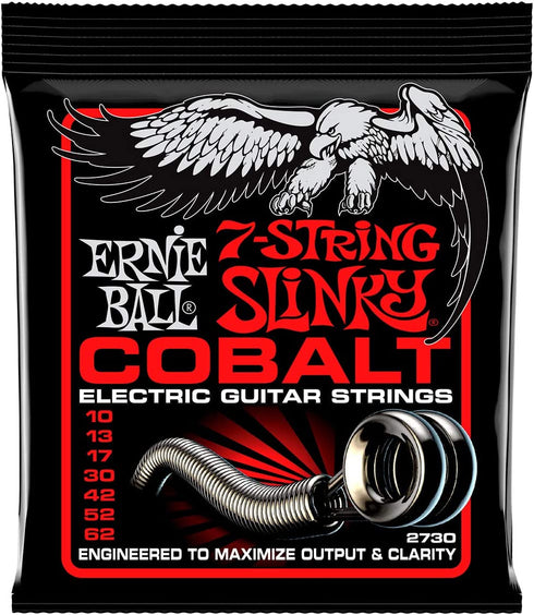Ernie Ball 7-String Skinny Top Heavy Bottom Slinky Cobalt Electric Guitar Strings, 10-62 Gauge (P02730)
