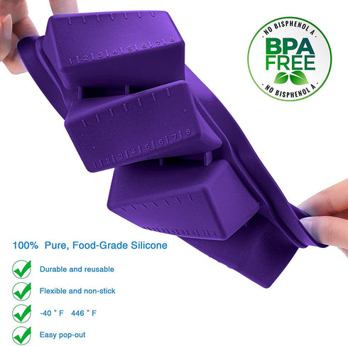 Butter Mold with Lid, Silicone Butter Tray Container for Making 4 Butter Sticks, Food Grade Silicone Butter Molds for Butter Pudding, Ice Cube, Chocolates, Cheesecake (Purple)