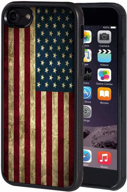 iPhone 7 Case, iPhone 8 Case, BWOOLL Slim Anti-Scratch Flexible Shock Absorbent Silicone Protective Case Cover for iPhone 7 Case/iPhone 8 (4.7 inch) - Vintage American Flag