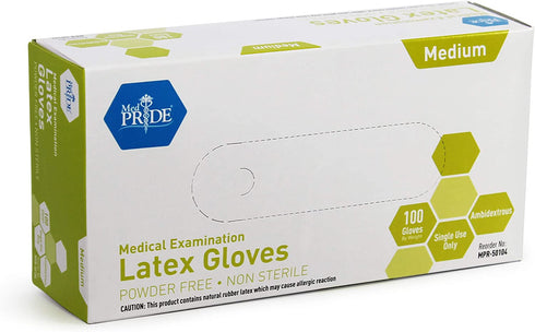 Medpride Medical Examination Latex Gloves| 5 mil Thick, Powder-Free, Non-Sterile, Heavy Duty Exam Gloves