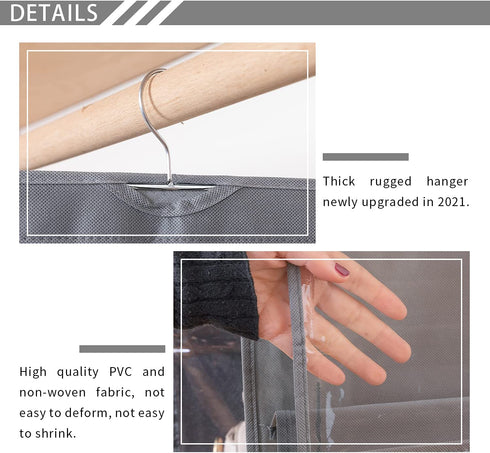 Zebricolo, Purse Organizer Closet, 2 Pack, Purse Hanger Closet, 8 Pockets, Bag Organizer for Closet, Larger Pockets, Purse Organizer for Closet, Metal Hooks, Purse Storage Organizer, Gray