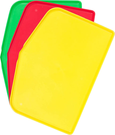 Chop Keeper Chopping Tray with Raised Sides and Easy-Guide Funnel, Red, Green and Yellow, 3-Pack - Argee RG909/3