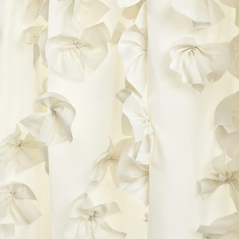 Lush Decor Riley Curtain Sheer Ruffled Textured Bow Window Panel for Living, Dining Room, Bedroom (Single), 84 x 54, Ivory