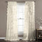 Lush Decor Riley Curtain Sheer Ruffled Textured Bow Window Panel for Living, Dining Room, Bedroom (Single), 84 x 54, Ivory
