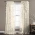 Lush Decor Riley Curtain Sheer Ruffled Textured Bow Window Panel for Living, Dining Room, Bedroom (Single), 84 x 54, Ivory