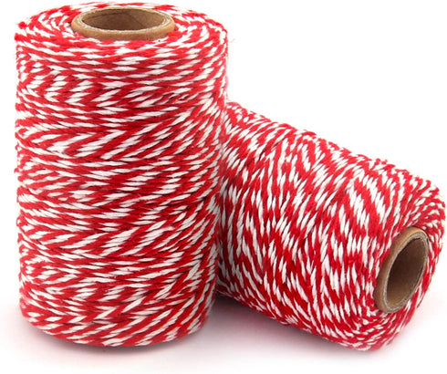 Cotton Bakers Twine Red & White, 1312 Feet/400 m Packing String Durable Rope Perfect for Ribbon, Decoration, Tying Cake, Pastry Boxes, DIY Crafts, Gift Wrapping, Art and Craft