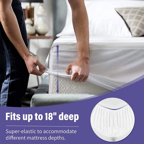 Twin Mattress Cover Waterproof Mattresses Protector Twin Size Bed Matressprotector Single Washable Soft Cotton Terry Breathable Noiseless Vinyl-Free Deep Pocket 38" x 75"