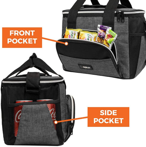 OPUX Insulated Collapsible Soft Cooler 9 Quart | Lunch Bag for Men, Small Travel Cooler for Camping, Family, BBQ, Picnic, Beach, Car, Soft-Sided Leakproof Lunch Box for Work | Fits 16 Cans (Charcoal)