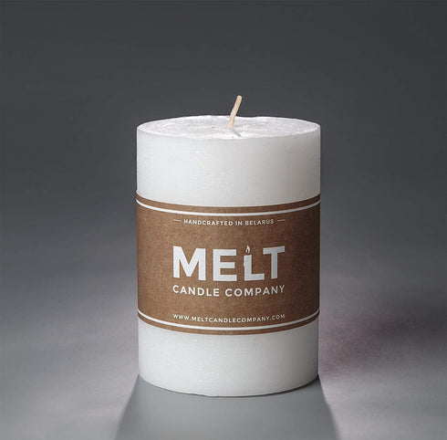 Melt Candle Co White Pillar Candles 3" x 4" Set of 3 Unscented for Weddings, Home Decoration, Relaxation, Church, Spa, Smokeless Cotton Wick