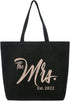 ElegantPark Future The Mrs. EST. 2022 Personalized Bride Tote Wedding Bachelorette Bridal Shower Gifts Large Shoulder Bag Black with Champagne Glitter