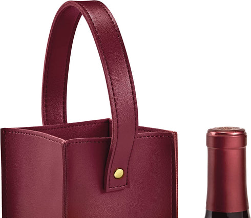 J.Tourell Wine Gift Bag Reusable - Wine Bottle Tote Bag, Bottle Carrier for Wine Champagne or Liquor, Single Bottle Wine Bag Gift for Wine Lover (Maroon)