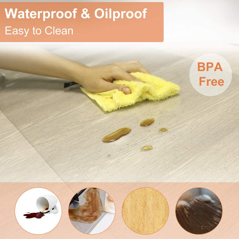 NATRKE Clear PVC Desk Protector Pad, 1.5mm Thick 16 x 32 Inch Transparent Non-Slip Desk Writing Mat for Home, Office