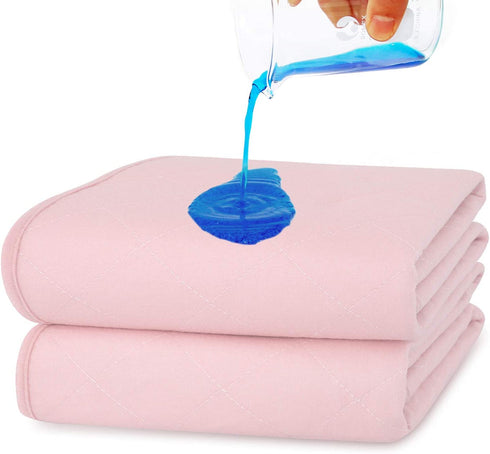 Waterproof Bed Mat Pee Pads for Kids Washable 2 Pack, Non Slip Absorbent Incontinence Bed Pad for Women (34"x36") Pink, Pee Pads Durable Underpads, Reusable Waterproof Pad Protector