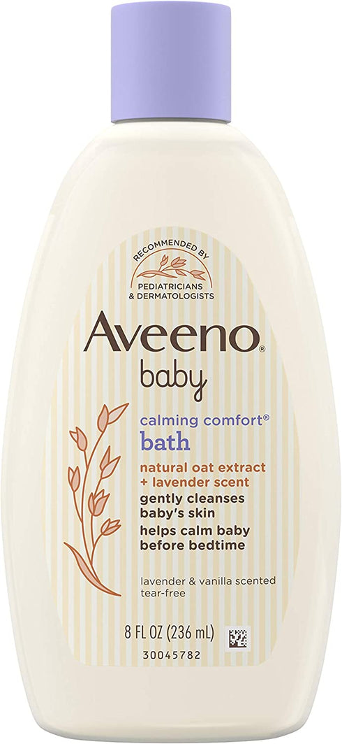 Aveeno Baby Calming Comfort Bath & Wash with Relaxing Lavender & Vanilla Scents & Natural Oat Extract, Hypoallergenic & Tear-Free Formula, Paraben-, Phthalate- & Soap-Free, 8 fl. oz