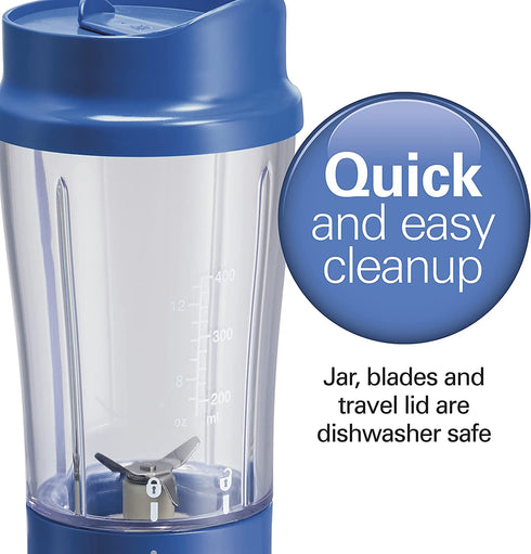 Hamilton Beach Personal Smoothie Blender With 14 Oz Travel Cup And Lid, Blue 51132