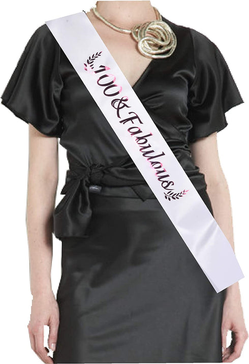 100th Birthday Gifts for Women, 100th Birthday Tiara and Sash, 100 Fabulous Sash and Crystal Tiara, 100th Birthday Decorations for Women, 100th Birthday Party Supplies, Happy 100th Birthday