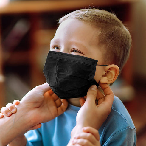BLScode Disposable Kids Face Protective Masks, (50pcs/100pcs) 3-Layer Facial Cover Masks with Elastic Ear Loops