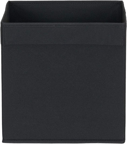 Household Essentials 86-1 Foldable Fabric Storage Bins | Set of 6 Cubby Cubes with Flap Handle, Black