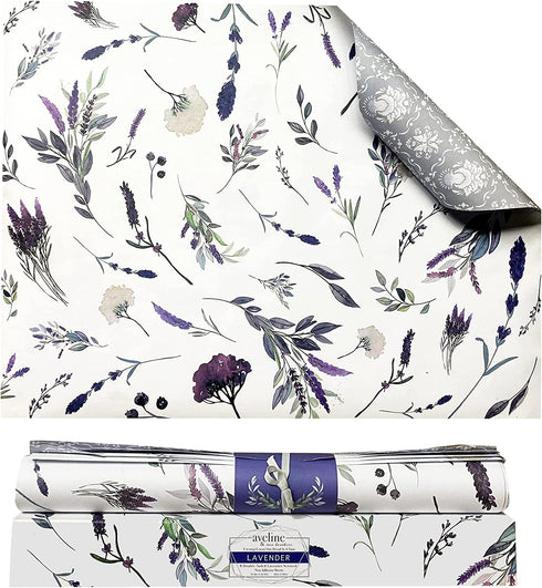 Lavender Scented Drawer Liners for Dresser 8 Sheets, Cabinet Liners for Shelves, Double-Sided Pattern Shelf Paper, Non Adhesive Shelf Liners, Drawer Liners for Bathroom, & Closets 16.5" X 22.8"