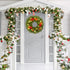 YoleShy Pre-lit Christmas Wreath for Front Door with Hanger 18" Battery Operated Christmas Wreath with Lights Red Berry Pine Cone Candy Cane, Christmas Decorations for Window, Wall Decor, Fireplace