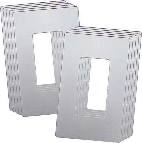 ENERLITES Elite Series Screwless Decorator Wall Plate Child Safe Outlet Cover, Gloss Finish, Size 1-Gang 4.68" H x 2.93" L, Unbreakable Polycarbonate Thermoplastic, SI8831-SV-10PCS, Silver (10 Pack)