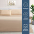 wavveUziz Bed Sheet Set Super Soft 100% Microfiber Sheet 1800 Brushed Microfiber Embroidered Full Size Bed Sheets 16-Inch Deep Pocket - 4 Piece, Beige