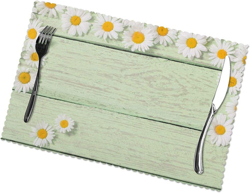 Chamomile Flower Placemats for Dining Table Set of 6, Printing Thin Environmental Materials Easy Clean for Kitchen Dinner Party.Table Mat Place Mats for Kitchen Dining Decoration(12 X 18 Inch)