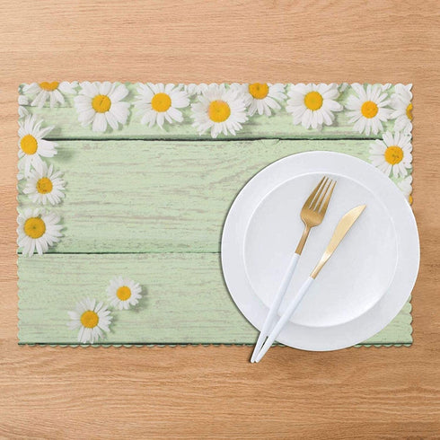 Chamomile Flower Placemats for Dining Table Set of 6, Printing Thin Environmental Materials Easy Clean for Kitchen Dinner Party.Table Mat Place Mats for Kitchen Dining Decoration(12 X 18 Inch)