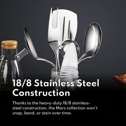 New Star Foodservice Mars Collection Stainless Steel 18/8 Hammered Hollow Handle Soup ladle, 10.2-Inch, 1.2-Ounce