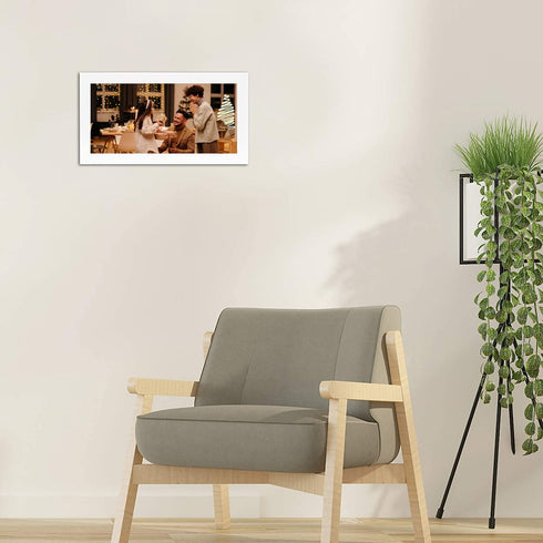 Golden State Art, 7x14 White Photo Wood Collage Frame, for (3) 4x6 Pictures, with White Mat & Real Glass