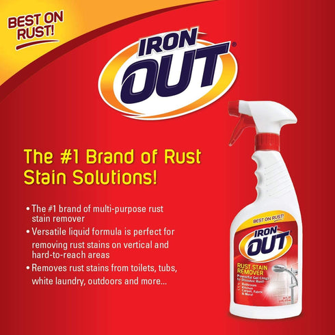 Iron OUT Spray Gel Rust Stain Remover, Remove and Prevent Rust Stains in Bathrooms, Kitchens, Appliances, Laundry, and Outdoors, 16 Ounce