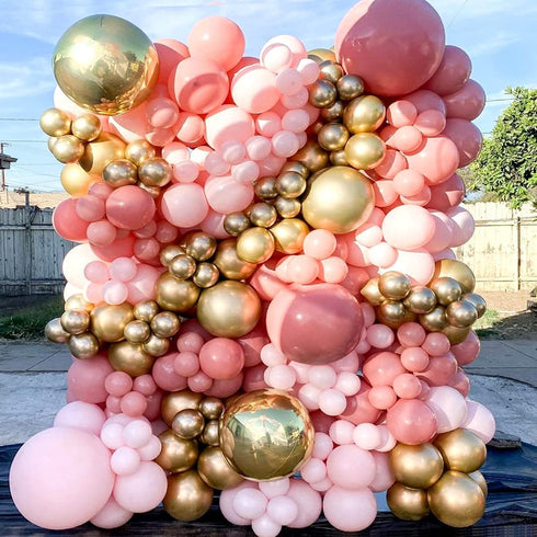 Kbrand Pink Balloons Arch Kit Garland And Metallic Gold For Girl Baby Shower Princess Nude Birthday Party Decorations Light Rose Women Blush 137PCS