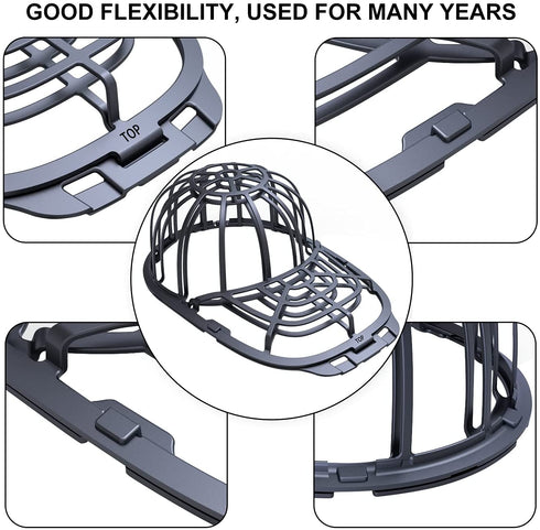 2 Pack Baseball Hat Washer Cleaning in the Dishwasher and Washing Machine, Cap Washing Protector Holder Fit for Adult and Kid's Ball Caps (Black) (Black)