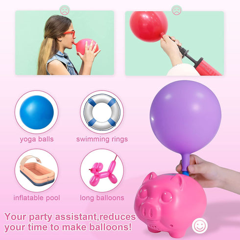 Kusamue Electric Balloon Pump - Quick Inflation for Party Decoration Arch/110V 600W Portable Inflator Balloon Blower Air Pump: Fast & Easy Filling Balloons (Pink)